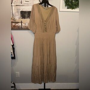 J‎ Gee Size XL Boho Elegant Tan Maxi Dress